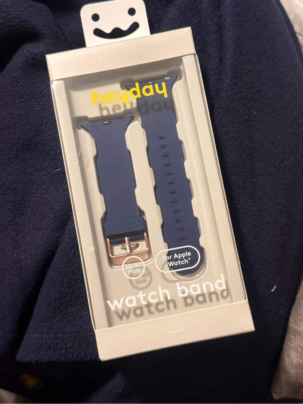 New Silicone Apple Watch Band - Navy/Rose Gold